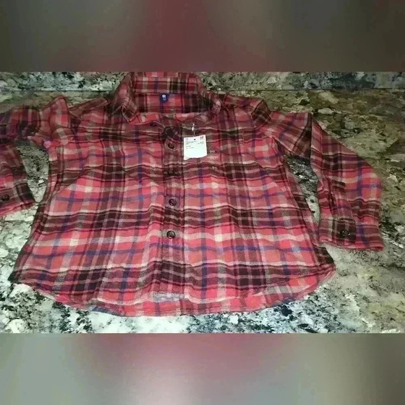 Uni qlo kids flannel checkered long sleeve print shirt. Size 7/8 new with tags - Picture 2 of 5